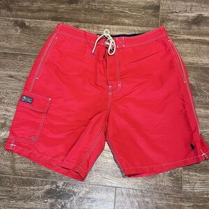 Polo Ralph Lauren Swim Trunks Men's 2XL Red 8" Kailua Pony Summer Board Shorts